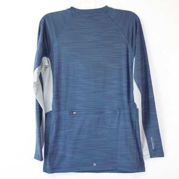 HANG TEN MENS UPF 50+ SUN TEE T SHIRT NWT LONG SLEEVE SZ SMALL BLUE GRAY POCKET - Picture 12 of 13
